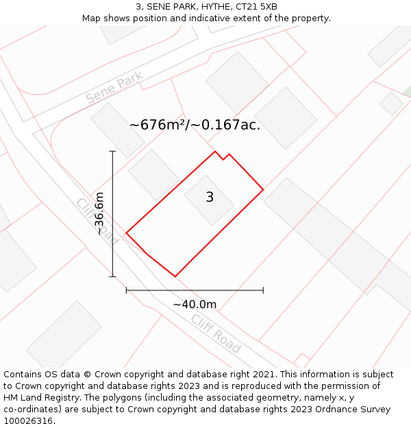 3, SENE PARK, HYTHE, CT21 5XB: Plot and title map