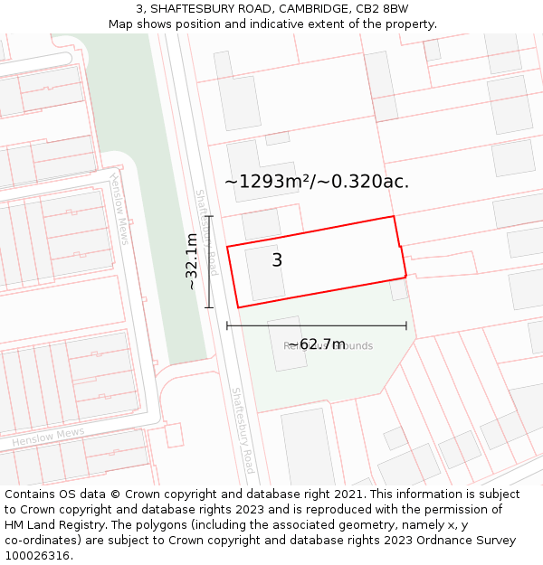 3, SHAFTESBURY ROAD, CAMBRIDGE, CB2 8BW: Plot and title map