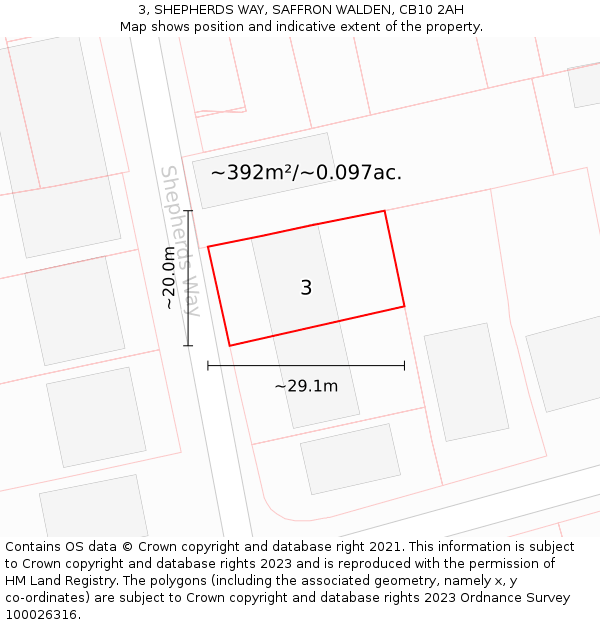 3, SHEPHERDS WAY, SAFFRON WALDEN, CB10 2AH: Plot and title map
