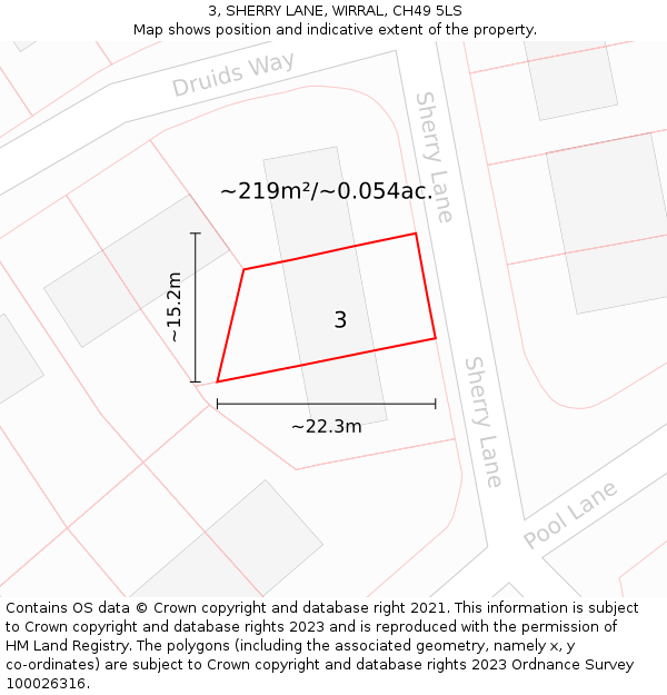 3, SHERRY LANE, WIRRAL, CH49 5LS: Plot and title map