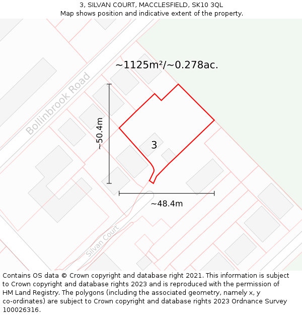 3, SILVAN COURT, MACCLESFIELD, SK10 3QL: Plot and title map