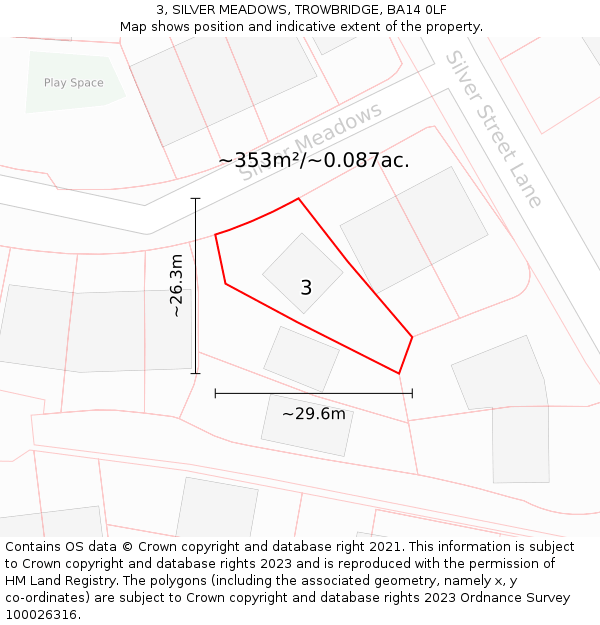 3, SILVER MEADOWS, TROWBRIDGE, BA14 0LF: Plot and title map