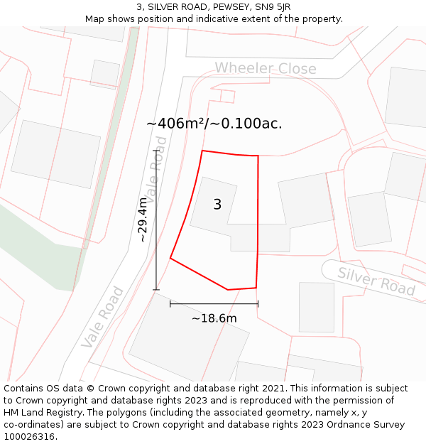 3, SILVER ROAD, PEWSEY, SN9 5JR: Plot and title map