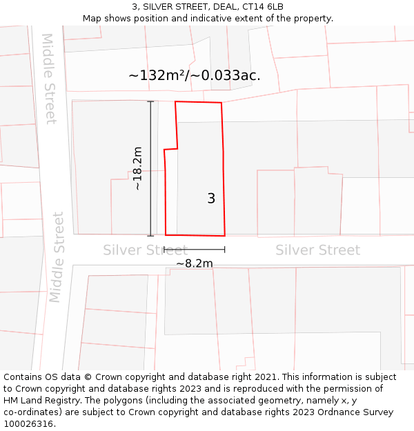 3, SILVER STREET, DEAL, CT14 6LB: Plot and title map