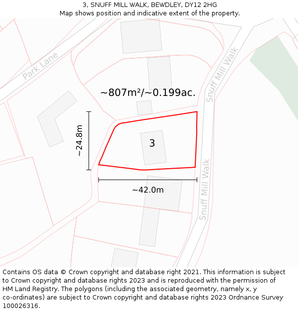 3, SNUFF MILL WALK, BEWDLEY, DY12 2HG: Plot and title map