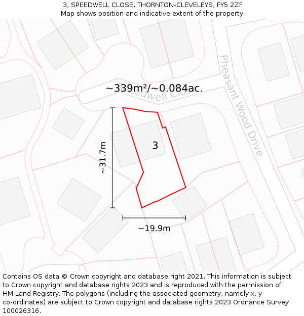 3, SPEEDWELL CLOSE, THORNTON-CLEVELEYS, FY5 2ZF: Plot and title map
