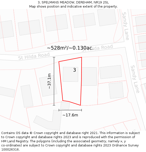 3, SPELMANS MEADOW, DEREHAM, NR19 2SL: Plot and title map