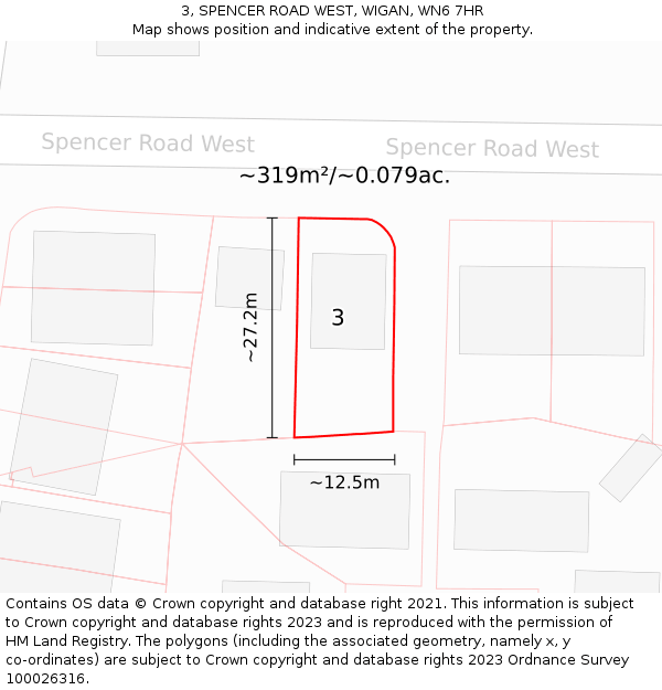 3, SPENCER ROAD WEST, WIGAN, WN6 7HR: Plot and title map