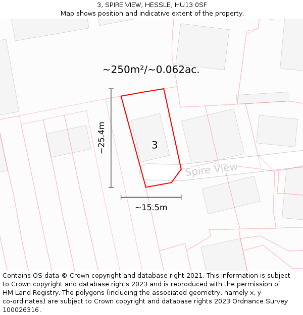 3, SPIRE VIEW, HESSLE, HU13 0SF: Plot and title map