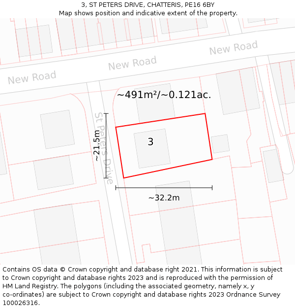 3, ST PETERS DRIVE, CHATTERIS, PE16 6BY: Plot and title map