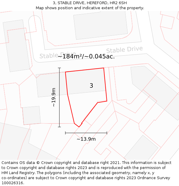 3, STABLE DRIVE, HEREFORD, HR2 6SH: Plot and title map