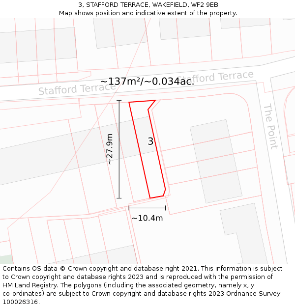 3, STAFFORD TERRACE, WAKEFIELD, WF2 9EB: Plot and title map