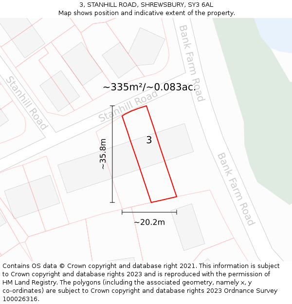 3, STANHILL ROAD, SHREWSBURY, SY3 6AL: Plot and title map