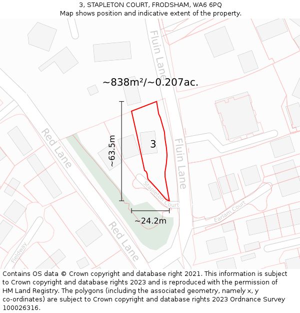 3, STAPLETON COURT, FRODSHAM, WA6 6PQ: Plot and title map