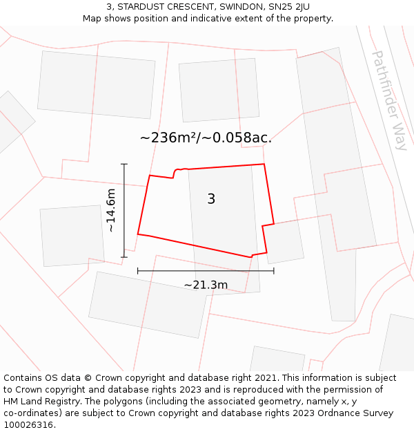 3, STARDUST CRESCENT, SWINDON, SN25 2JU: Plot and title map