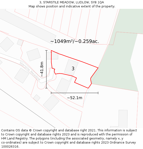 3, STARSTILE MEADOW, LUDLOW, SY8 1QA: Plot and title map