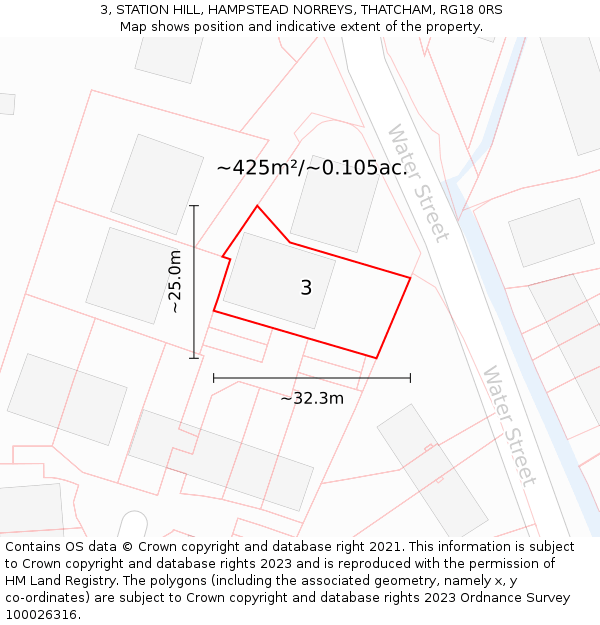 3, STATION HILL, HAMPSTEAD NORREYS, THATCHAM, RG18 0RS: Plot and title map