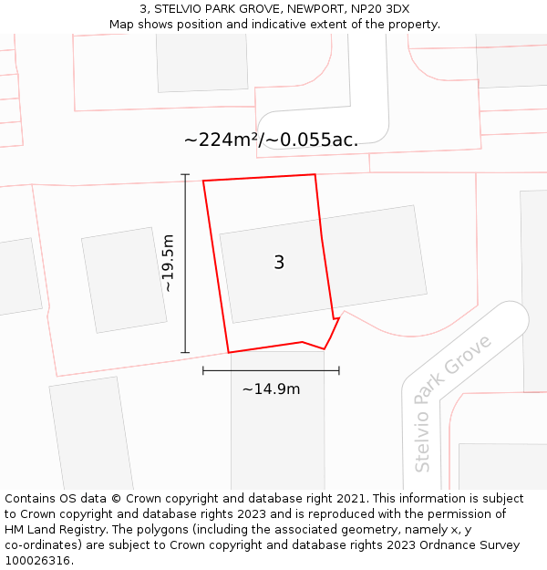 3, STELVIO PARK GROVE, NEWPORT, NP20 3DX: Plot and title map