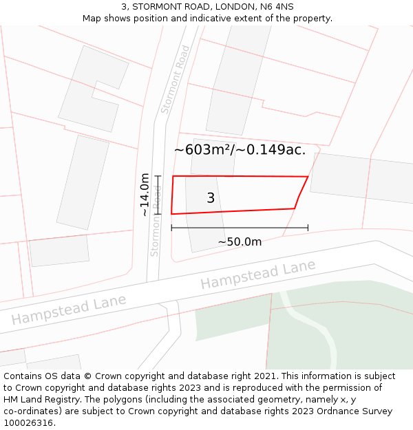 3, STORMONT ROAD, LONDON, N6 4NS: Plot and title map