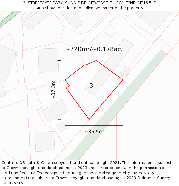 3, STREETGATE PARK, SUNNISIDE, NEWCASTLE UPON TYNE, NE16 5LD: Plot and title map