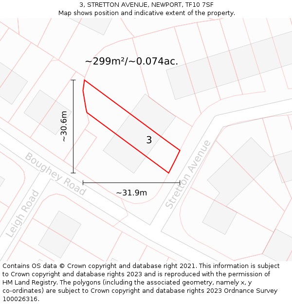 3, STRETTON AVENUE, NEWPORT, TF10 7SF: Plot and title map