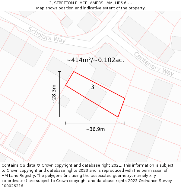 3, STRETTON PLACE, AMERSHAM, HP6 6UU: Plot and title map