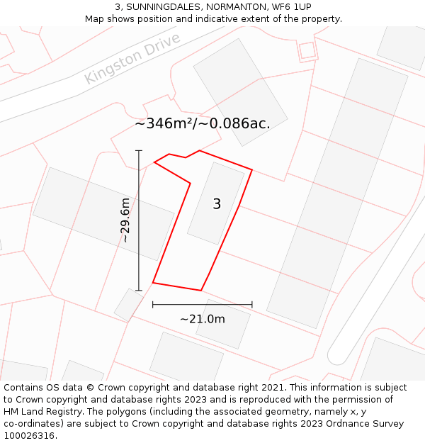 3, SUNNINGDALES, NORMANTON, WF6 1UP: Plot and title map