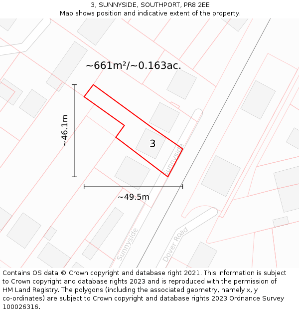 3, SUNNYSIDE, SOUTHPORT, PR8 2EE: Plot and title map