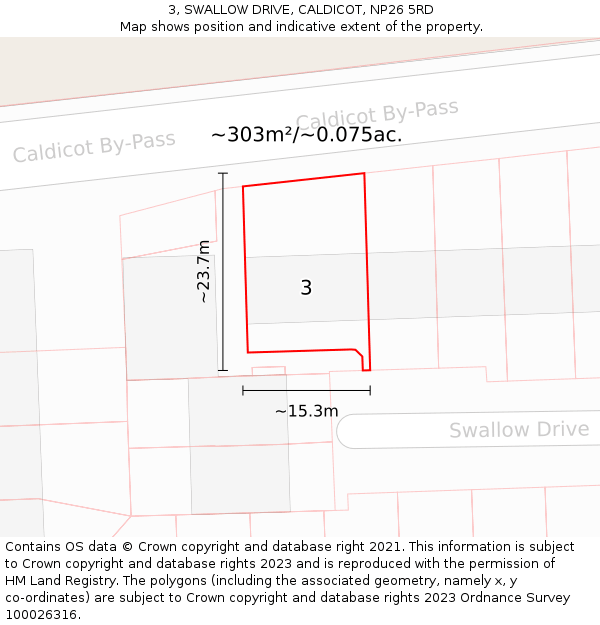 3, SWALLOW DRIVE, CALDICOT, NP26 5RD: Plot and title map