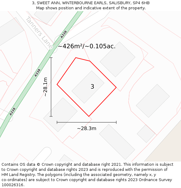 3, SWEET ANN, WINTERBOURNE EARLS, SALISBURY, SP4 6HB: Plot and title map