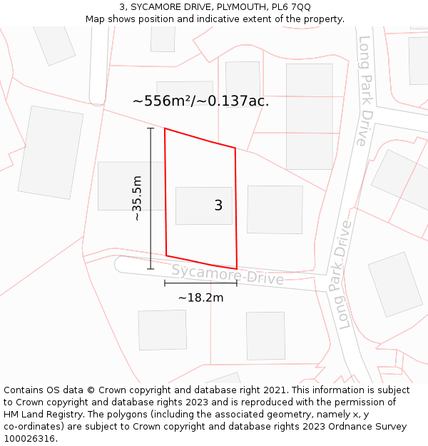 3, SYCAMORE DRIVE, PLYMOUTH, PL6 7QQ: Plot and title map