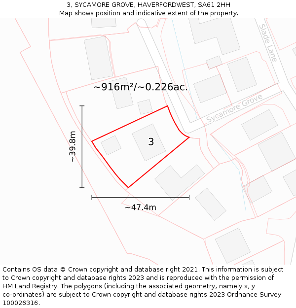 3, SYCAMORE GROVE, HAVERFORDWEST, SA61 2HH: Plot and title map
