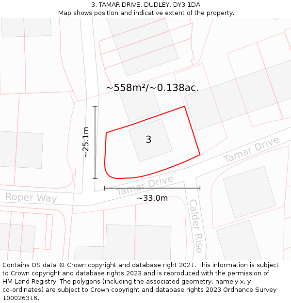 3, TAMAR DRIVE, DUDLEY, DY3 1DA: Plot and title map