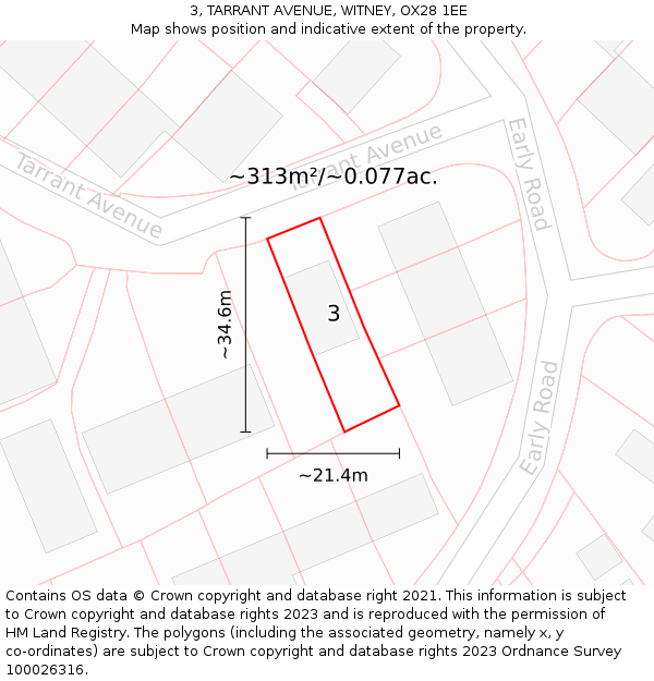 3, TARRANT AVENUE, WITNEY, OX28 1EE: Plot and title map