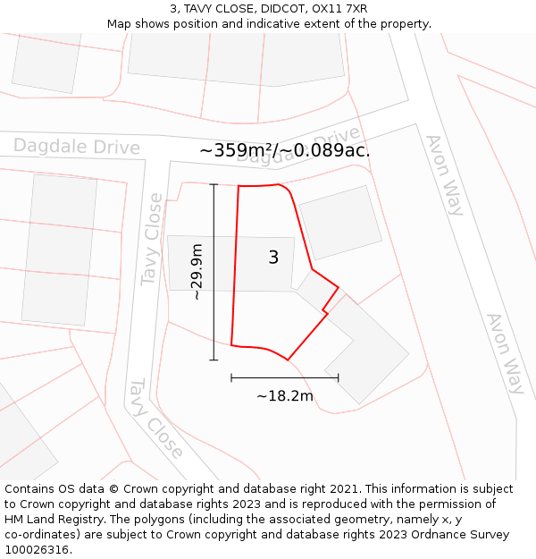 3, TAVY CLOSE, DIDCOT, OX11 7XR: Plot and title map