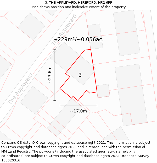 3, THE APPLEYARD, HEREFORD, HR2 6RR: Plot and title map