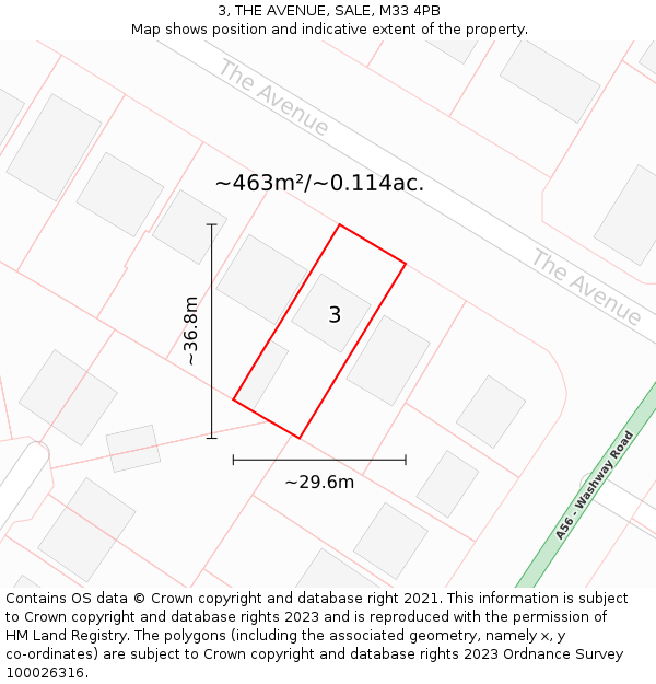 3, THE AVENUE, SALE, M33 4PB: Plot and title map