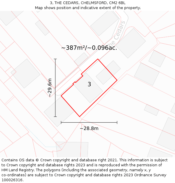 3, THE CEDARS, CHELMSFORD, CM2 6BL: Plot and title map