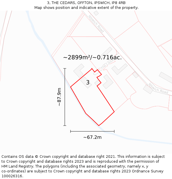 3, THE CEDARS, OFFTON, IPSWICH, IP8 4RB: Plot and title map