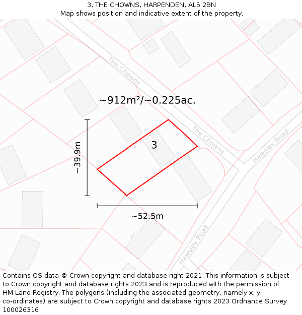 3, THE CHOWNS, HARPENDEN, AL5 2BN: Plot and title map