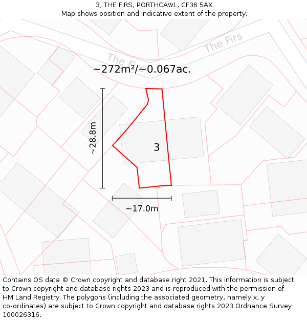 3, THE FIRS, PORTHCAWL, CF36 5AX: Plot and title map