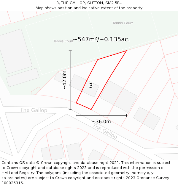 3, THE GALLOP, SUTTON, SM2 5RU: Plot and title map