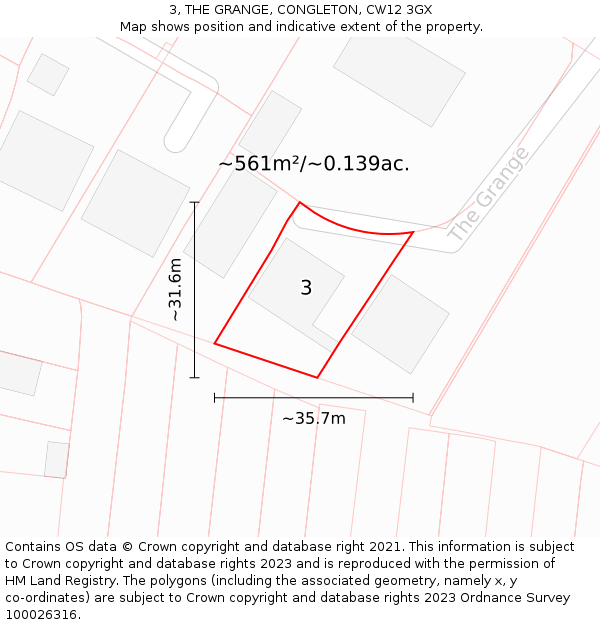3, THE GRANGE, CONGLETON, CW12 3GX: Plot and title map