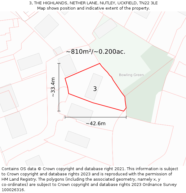 3, THE HIGHLANDS, NETHER LANE, NUTLEY, UCKFIELD, TN22 3LE: Plot and title map