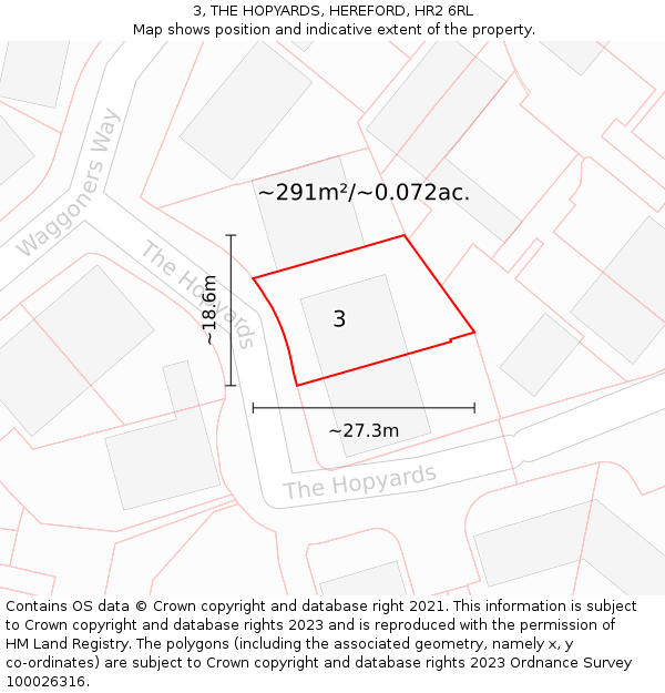 3, THE HOPYARDS, HEREFORD, HR2 6RL: Plot and title map