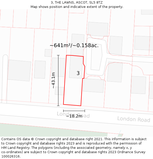 3, THE LAWNS, ASCOT, SL5 8TZ: Plot and title map