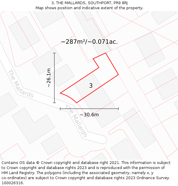 3, THE MALLARDS, SOUTHPORT, PR9 8RJ: Plot and title map