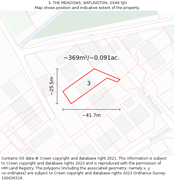 3, THE MEADOWS, WATLINGTON, OX49 5JN: Plot and title map