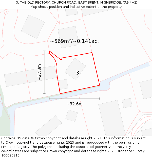 3, THE OLD RECTORY, CHURCH ROAD, EAST BRENT, HIGHBRIDGE, TA9 4HZ: Plot and title map