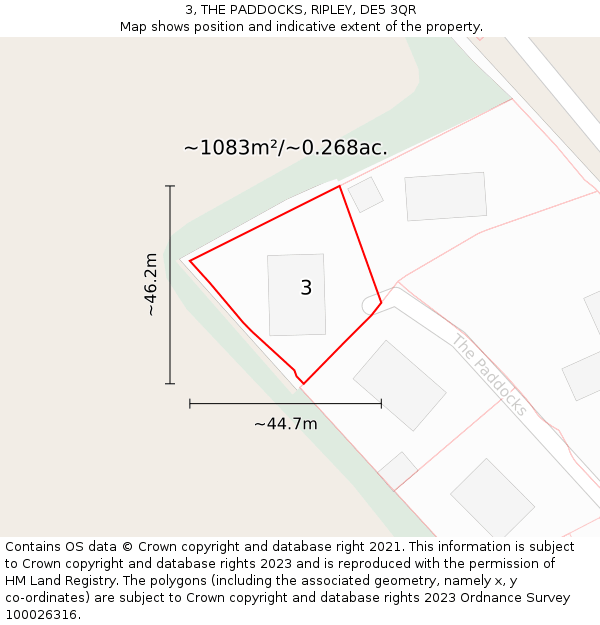 3, THE PADDOCKS, RIPLEY, DE5 3QR: Plot and title map